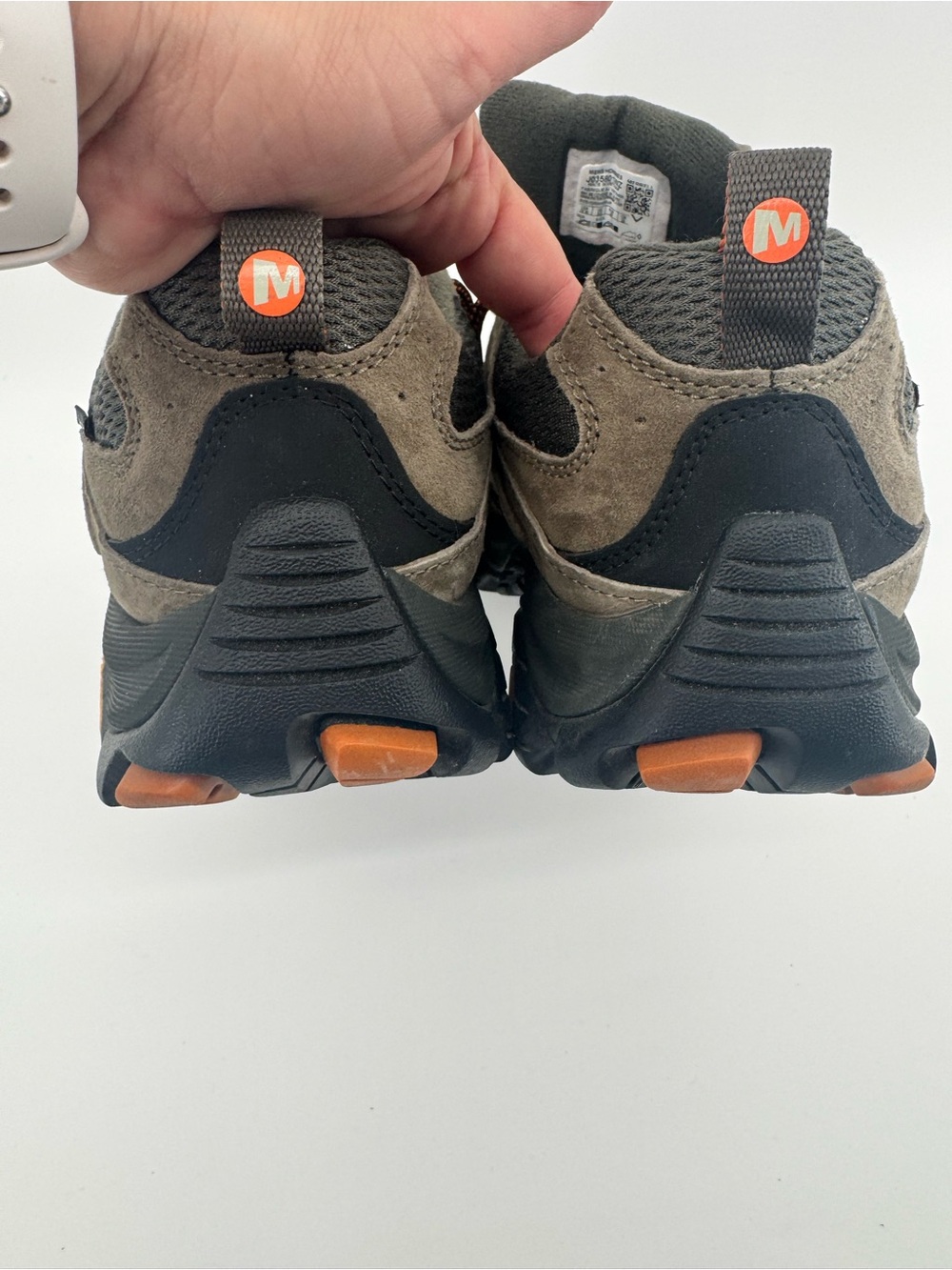 Merrell men’s Moab Gore Tex Gray with Orange hiking shoes wide size 10W like new - Picture 5 of 11